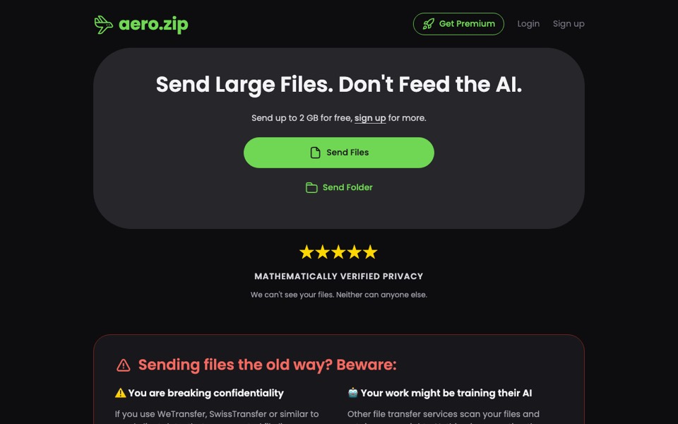 The aero.zip homepage