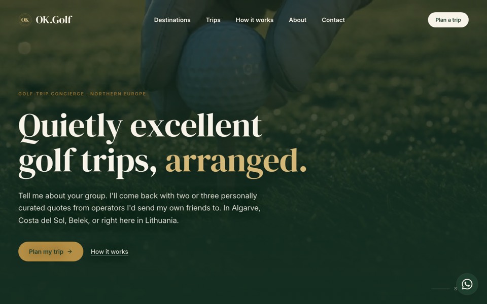 The OK.Golf homepage